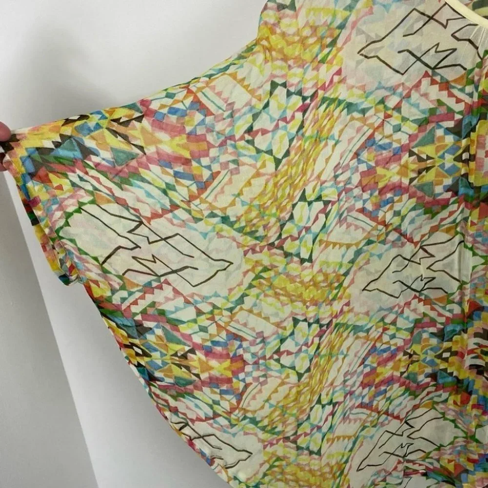 Anthropologie Bohemian Print Blouse Poncho Size XS Conditions Apply Top Hippie‎ - Picture 4 of 10